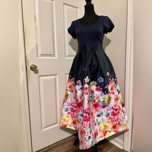 UK Coast Midi dress with Ponte top 2 in 1 twill skirt